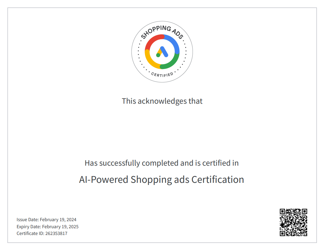 Google shopping ads certificeret fra 2024 til 2025